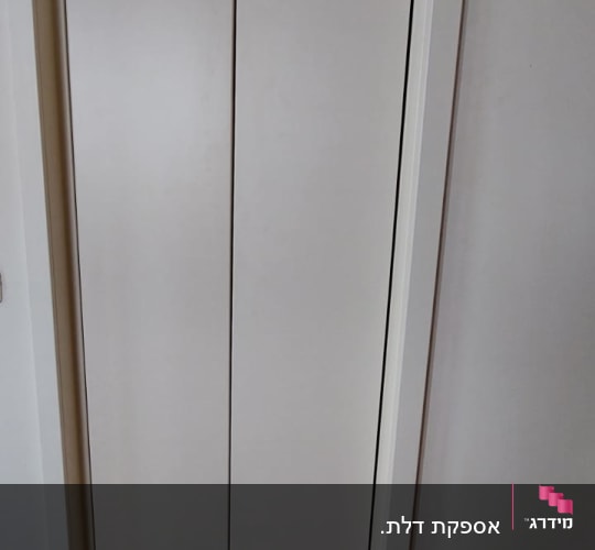 דלת עץ לבנה עם צירים מתכתיים